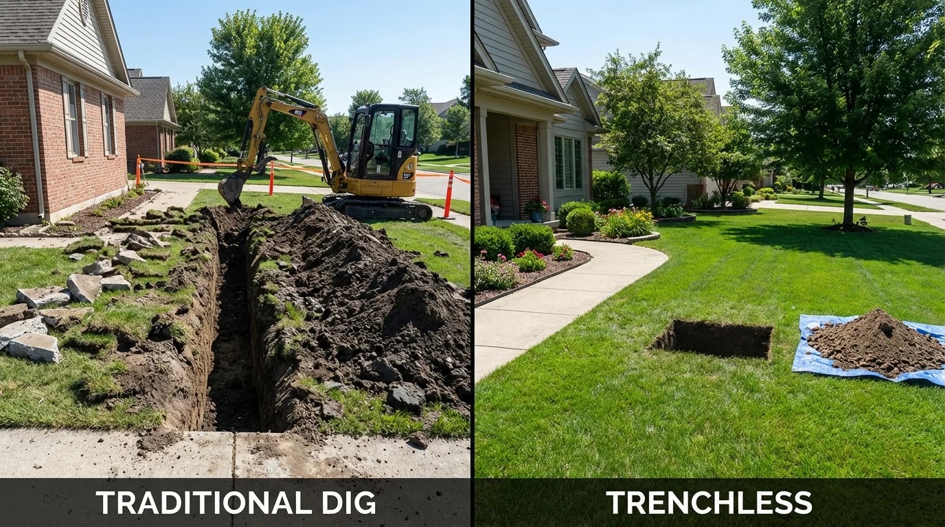 Trenchless sewer repair with minimal yard damage versus traditional excavation in Douglas, AZ